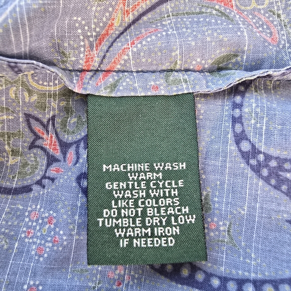 LRL Ralph Lauren Cotton Chambray Paisley Button Down Shirt M Petite - Picture 6 of 6